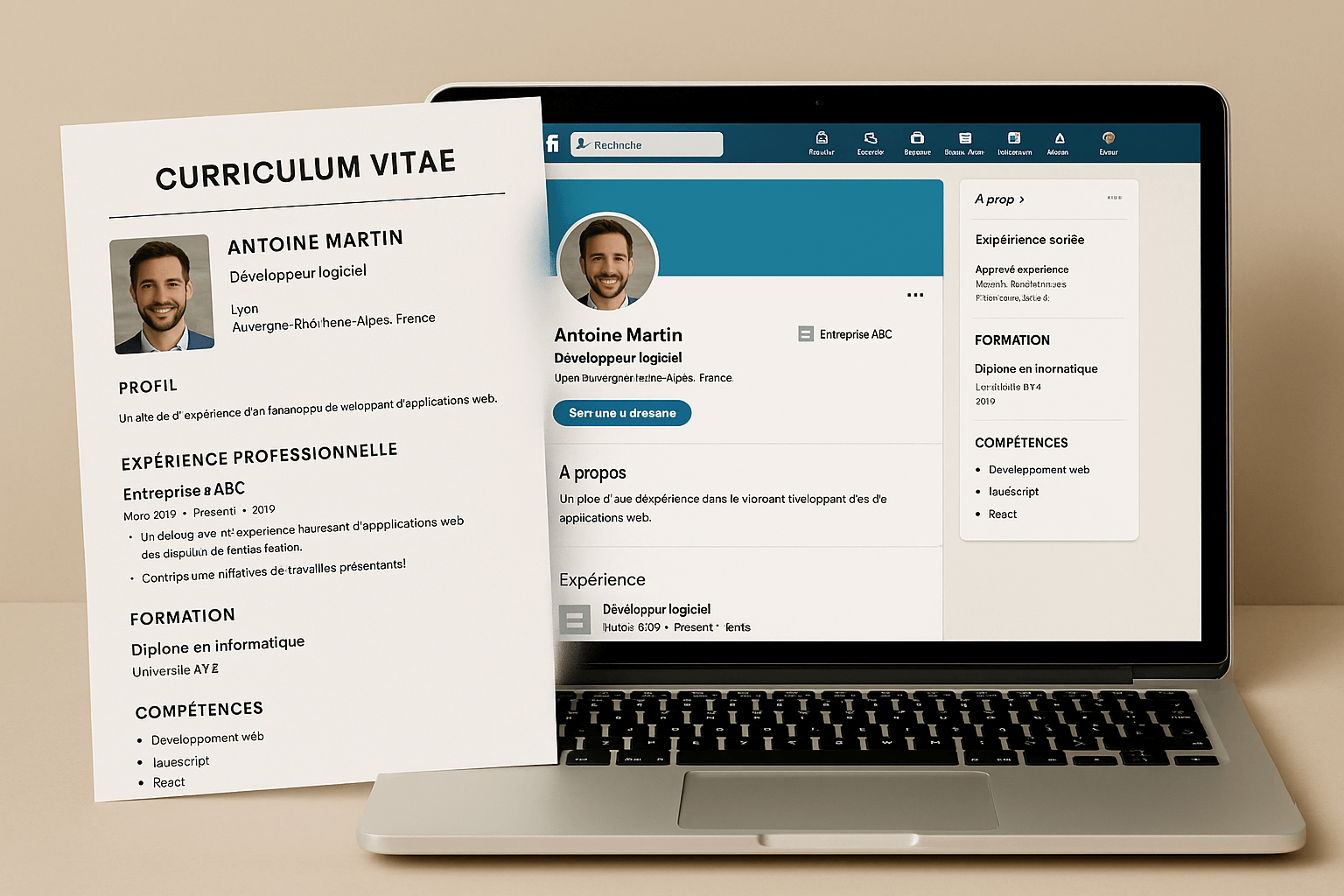 Outils professionnels sur ordinateur et mobile